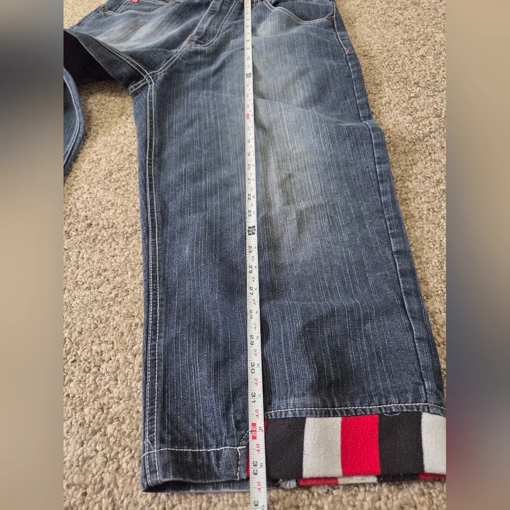Vtg Raw Blue Baggy Denim Shorts 34 Y2K‎ Jorts Thick Stitch
